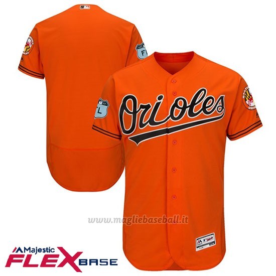 Maglia Baseball Uomo Baltimore Orioles Arancione 2017 Allenamento Primaverile Flex Base